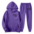 thumbnail image 3 of Valora Men Fahion Outfit Product Men's Suits Casual Hooded Set for Everyday Leisure Athleticwear with Letter Print Loungewear for Spring Fall Winter Dark Purple 3XL, 3 of 4