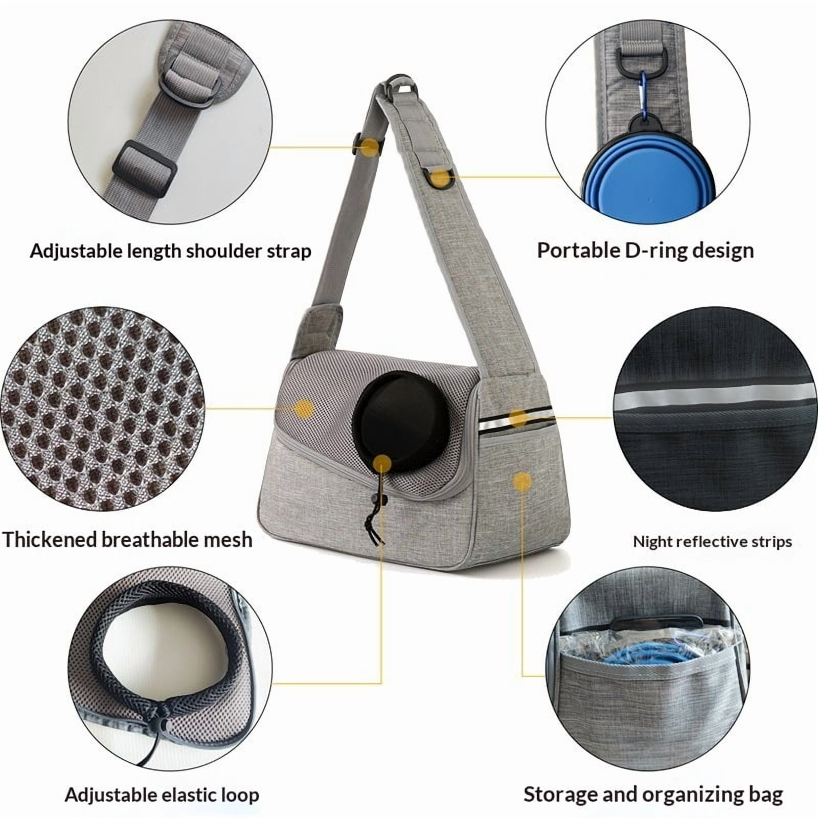 Pet Sling Carrier Travel Bag for Small Dogs & Cats Under 11 Lb | Comfortable, Adjustable, Waterproof, Breathable | Ideal for Travel, Walks & Adventures