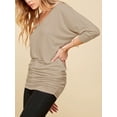 thumbnail image 4 of Made by Johnny Women's V-Neck 3/4 Sleeve Dolman Top with Side Shirring L TAUPE, 4 of 6