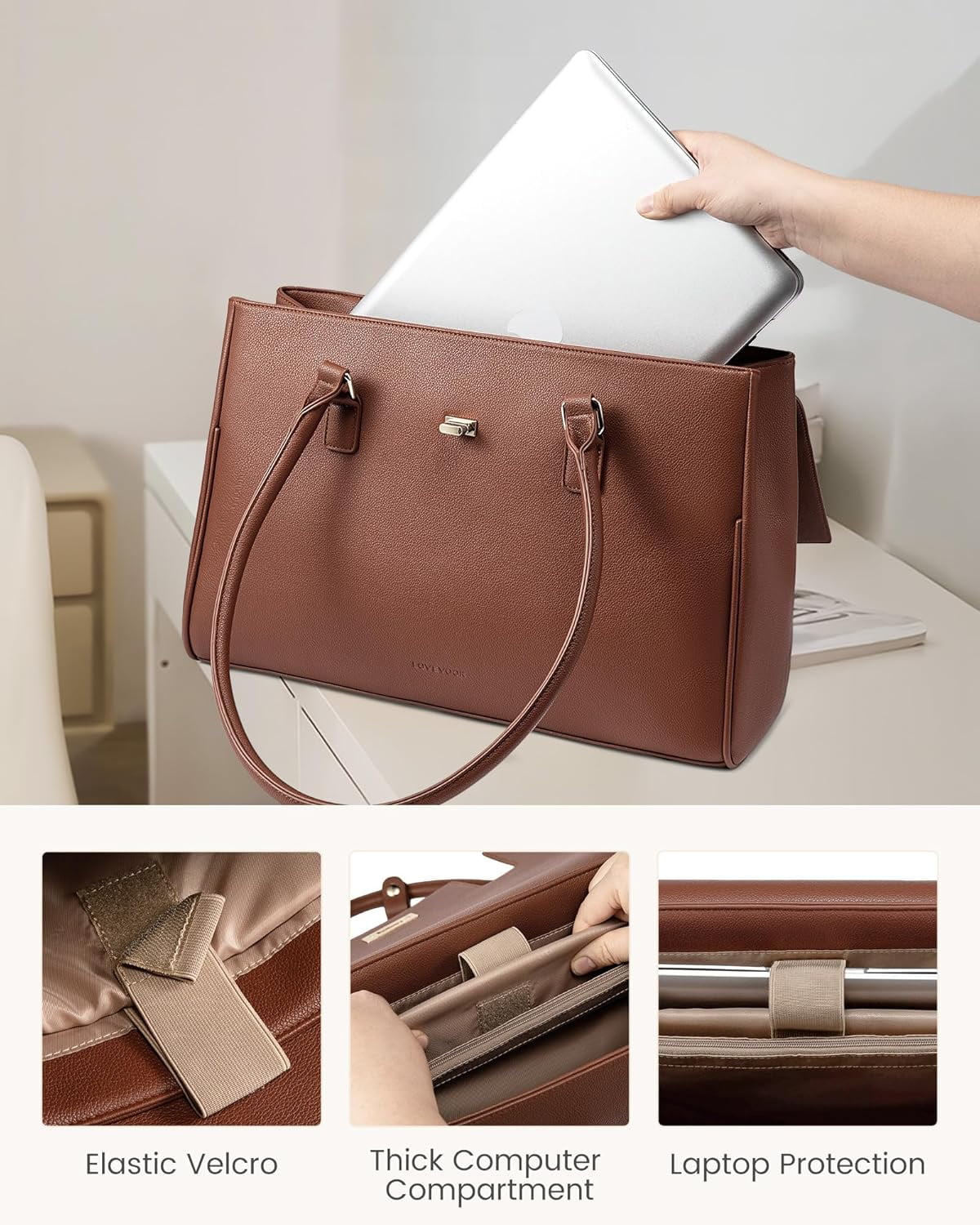 LOVEVOOK Laptop Bag for Women Work Tote 15.6 Inch Briefcase Messenger Bag Waterproof for Business Office Dating