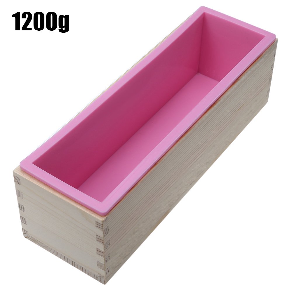 Soap Mould, Rectangular shape, Silicone Soap Loaf Mold, Wooden Box DIY