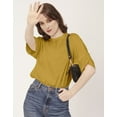 thumbnail image 2 of Moomaya Solid Viscose Top For Women, Pastel Colors, Elbow Sleeve Summer Top, 2 of 8