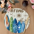 thumbnail image 3 of Beach Surfboard Round 15 Inch Placemats Set of 4, Summer Sea Surfing Tropical Botanical Tree HeatResistant Non Slip Place Mats for Dining Table, Wipeable Braided Kitchen Table Mats for Housewarming, 3 of 9
