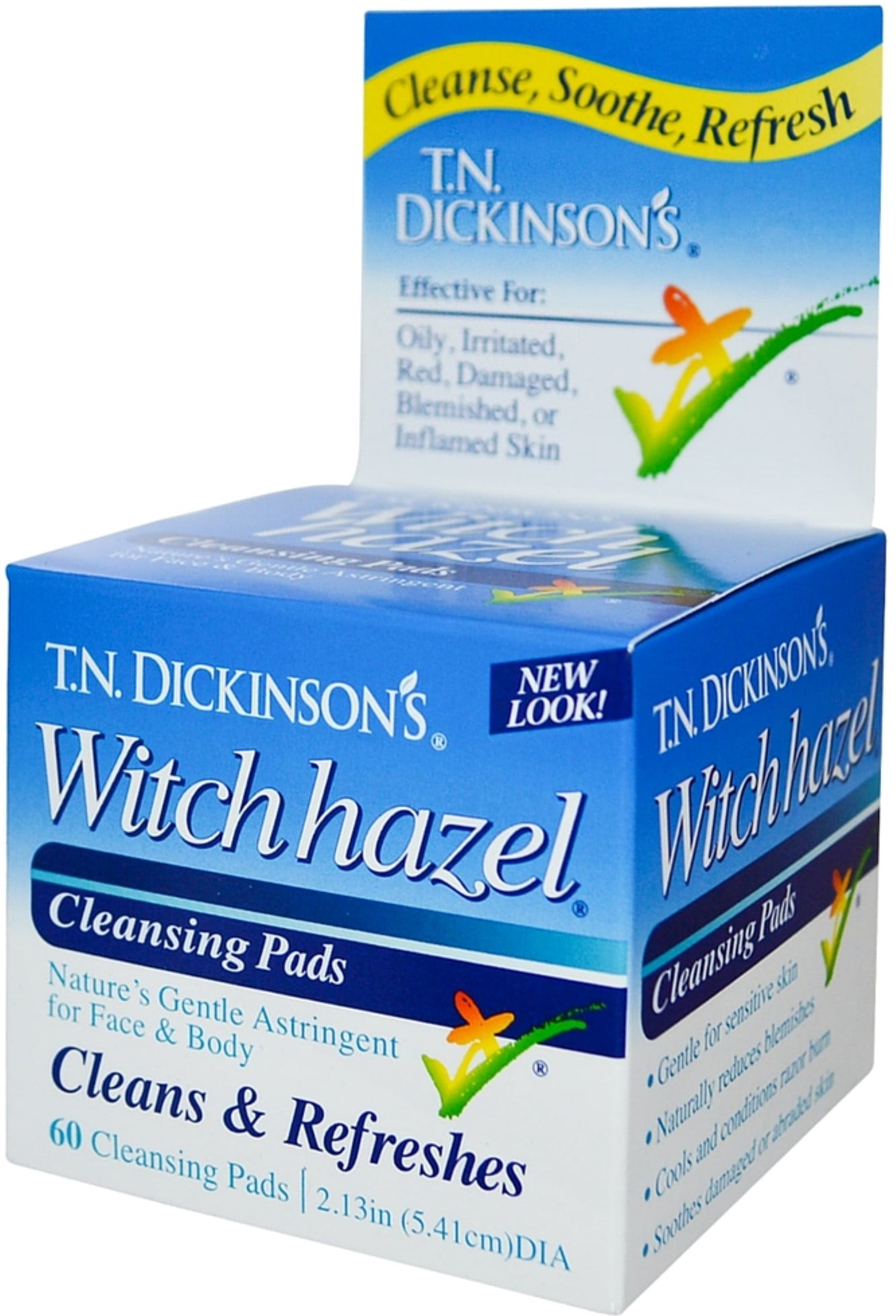 T.N. Dickinson's Witch Hazel Cleansing Pads, Clean & Refreshes 60 ea