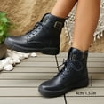 thumbnail image 5 of Dark Blue Women'S Leather Lace-Up Boots With Buckle Accent Low Heel For Autumn Winter Comfortable Use, 5 of 9