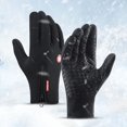 thumbnail image 3 of 1 Pair Full Finger Touch Screen Finger Gloves Plush Lining Non-Slip Silicone Zipper Pockets Riding Gloves for Riding, 3 of 10