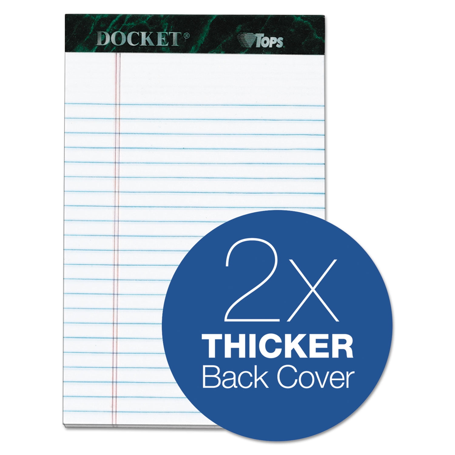 TOPS 63366 Docket 5 in. x 8 in. Ruled Perforated Pads - Narrow, White (50 Sheets/Pad, 6 Pads/Pack)