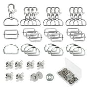 AirSMall 64pcs Swivel Snap Hooks Magnetic Buttons D Ring Tri Glide Slide Buckle for DIY Handicraft Purse Hardware Adjuster Sewing Accessory
