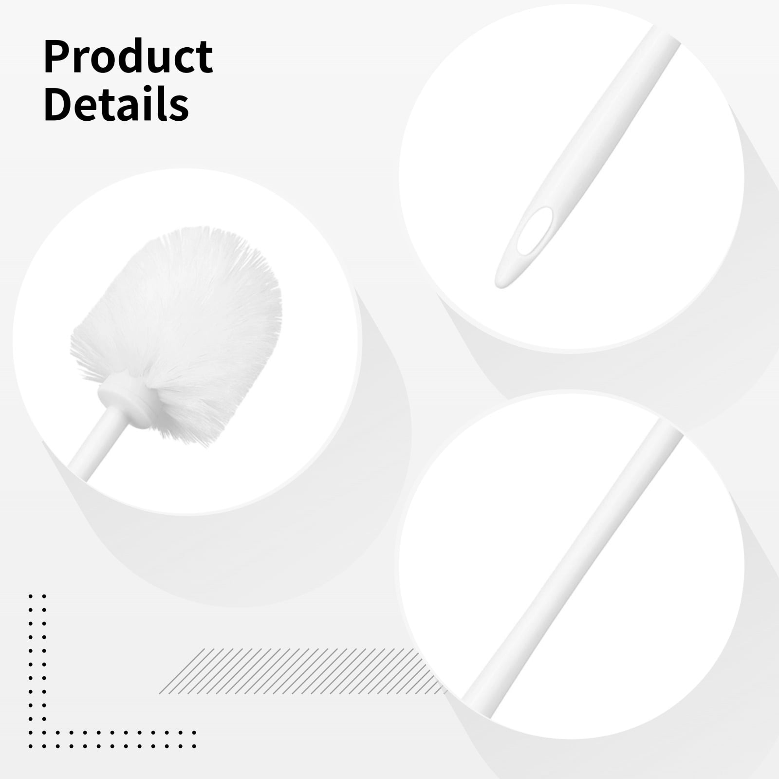 Toilet Brush Set 15 Pack, Long Handle Plastic Toilet Cleaning Brushes with Storage Base, White Bristle Head, Quality PP Material, Deep Clean for Bathroom Corners