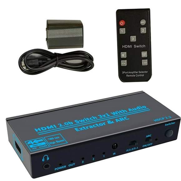 3 In 1 Out HDMI Switcher Automatic Switching, 4K60Hz Support, Plug and Play