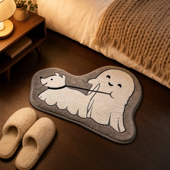 Zynviq Halloween Area Rugs Ghost 15.7" X 23.6" Throw Rug Acrylic Novelty Washable Multicolor Small Rug for Dorm