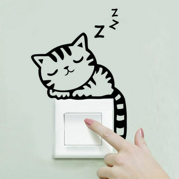 Daisyyozoid Cat Wall Stickers Light Switch Decor Baby Nursery Room