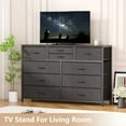 thumbnail image 1 of AKDSteel Tv Console Table With 10 Fabric Drawers, Adjustable Feet, And Anti-Tip Kit, Entertainment Center For Living Room Or Bedroom, 1 of 8