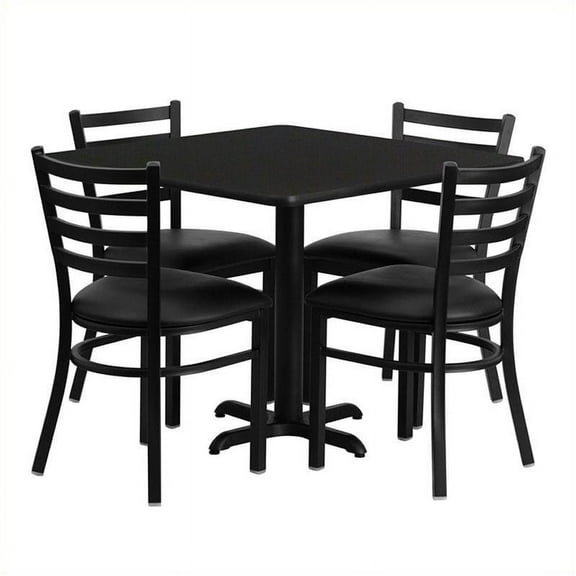 Bowery Hill 5 Piece Square Laminate Table Set in Black