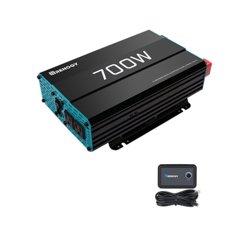 Renogy 700W 12V Pure Sine Wave Inverter Power Inverter DC 12V to AC 120V High-Efficiency Remote Control
