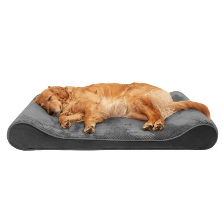 UPC: 0842229118766 | FurHaven | Cooling Gel Minky Plush & Velvet Luxe Lounger Pet Bed for Dogs & Cats  Gray  Jumbo
