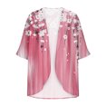 thumbnail image 4 of Hvyesh 3/4 Sleeve Cardigan for Women Plus Size Open Front Cardigans Trendy Floral Print Chiffon Cover Up Tops, 4 of 5