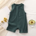 thumbnail image 2 of zaveiop Baby Boys Jumpsuit Cotton Newborn Romper Sleeveless Button Infant Playsuit Summer Outfit Clothes 0-12M (Z01-Dark Green, 9-12 Months), 2 of 5