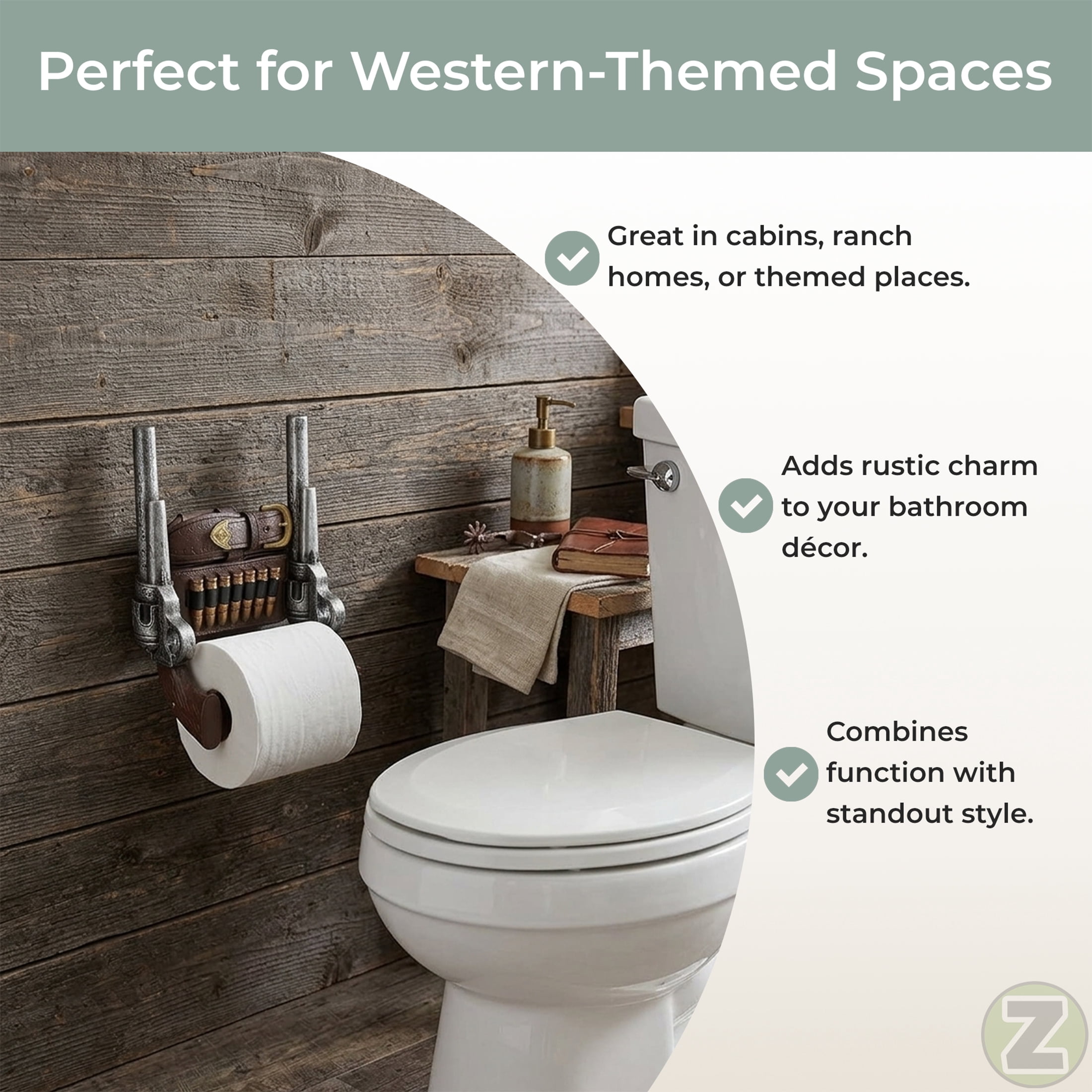 Zeckos Rustic Resin Double Pistol Toilet Paper Holder Western Decor