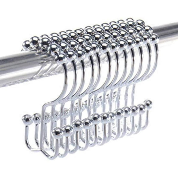 Shower Curtain Rings Hooks Chrome Finish Premium 18/8 Stainless