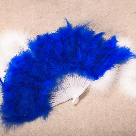 

Paper Fans Wedding Showgirl Dance Elegant Large Feather Folding Hand Fan Decor Decal Blue