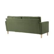 Studio Living Lorelei Mid-Century Modern Cushion Back Upholstered Sofa, Olive Fabric