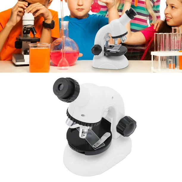 Microscope Scientifique Pour Enfants, Microscope Biologique Étudiant 100x  400x 1200x Éducatif Pour Les Étudiants Pour Expérience En Sciences  Biologiques Blanc,Bleu 