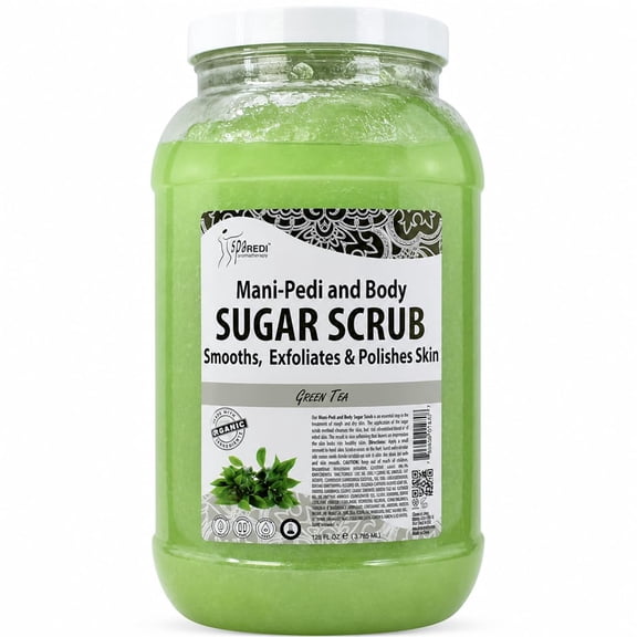SPA REDI - Sugar Body Scrub, Green Tea, 128 Oz - Exfoliating, Moisturizing, Hydrating and Nourishing, Glow, Polish, Smooth and Fresh Skin - Body Exfoliator