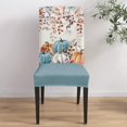 thumbnail image 4 of Fall Chair Covers Set of 6, Retro Orange White Blue Harvest Pumpkin Leaves Printed Chair Slipcovers Stretch Removable Kitchen Parson Spandex Thanksgiving Chair Covers Protector for Dining Room, 4 of 7
