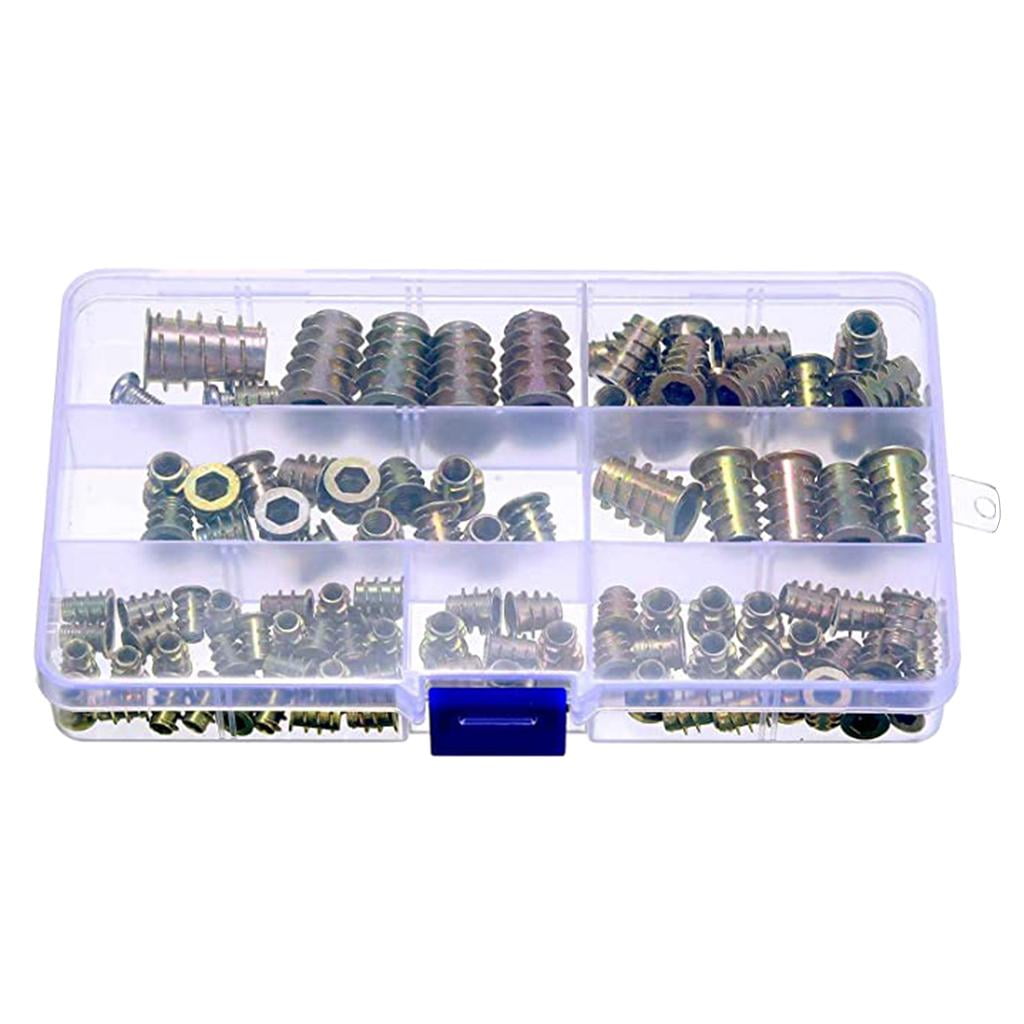 FVDPWYE 100x Lot Self-Tapping Insert Nuts Metal Screw Nuts For Furniture Wood Hardware