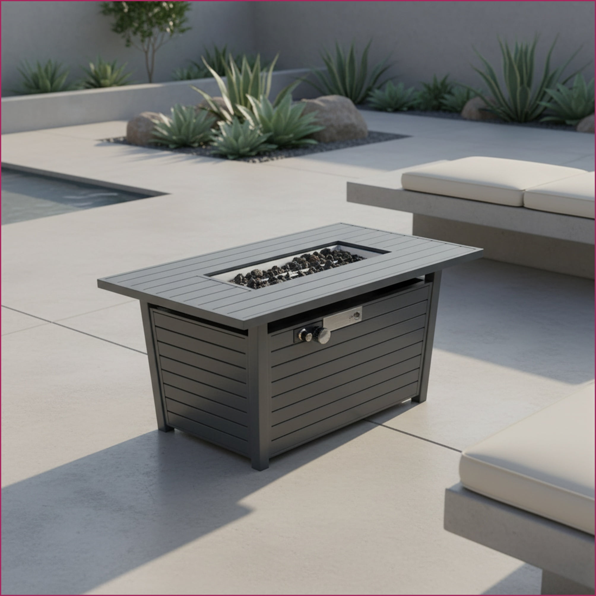 Outdoor Stoves | Estufas al Aire Libre | 42" Modern Off-White Fire Pit Table | For Patio Backyard | Steel