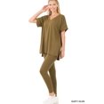 thumbnail image 2 of Zenana Women's V-Neck Short Sleeve & Leggings Comfy Loungewear Activewear Set, 2 of 3