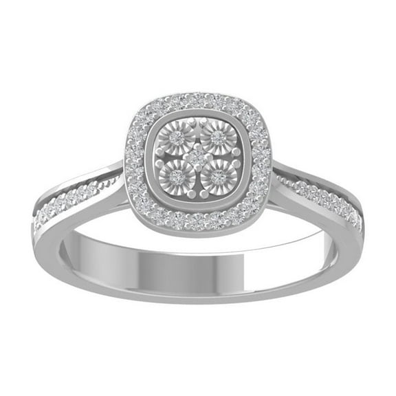 ARAIYA FINE JEWELRY 10K White Gold Miracle Plate Diamond Band Ring (1/5 cttw, I2-I3 Clarity, I-J Color) Size 6