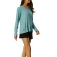 thumbnail image 4 of INSPIRE CHIC Women's Sleepwear Casual V Neck Ribbed Nightwear Lounge Pullover Long Sleeve Tops M Light Blue, 4 of 6