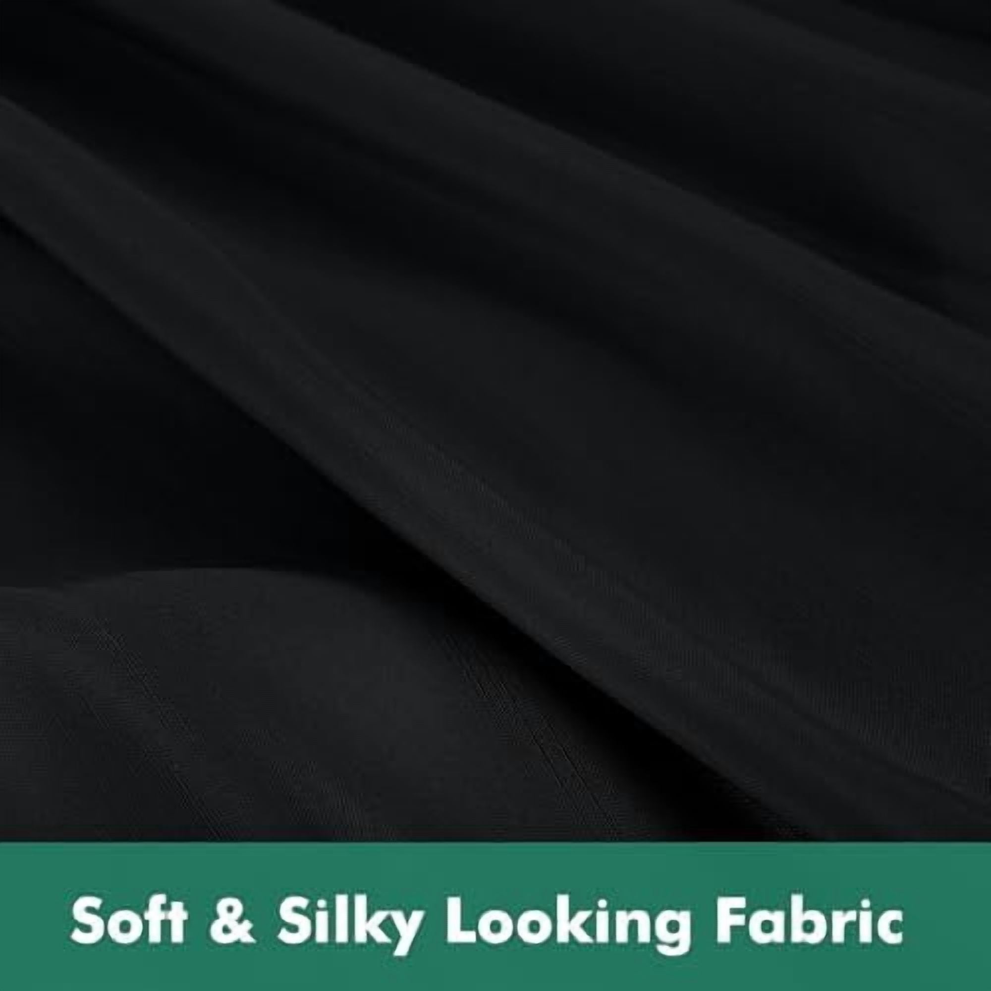 Wrap Around Bed Skirts with Split Corners for King Beds 15" Drop, Black Adjustable Elastic Dust Ruffles Easy Fit Wrinkle Resistant Silky Luxurious Fabric Machine Washable