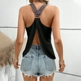 thumbnail image 3 of CYRBOKO Women's Backless Tank Tops, Vacation V-Neck Casual Sleeveless Spaghetti strap top Black Size 2XL, 3 of 8