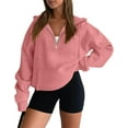 thumbnail image 2 of KISSMODA Women Half Zipper Pullover Sweatshirt Long Sleeve Hoodies Kangaroo Pocket Fleece Basic Sweater, 2 of 4
