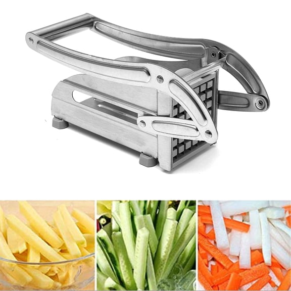 Brrnoo Potato Vegetable Slicing Tool, Stainless Steel French Fry Cutter Chopper Dicer 2 Blades