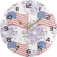 thumbnail image 5 of SKYSONIC USA Flag Firework Wall Clock 10 Inch Silent Non Ticking Round Clock Oil Painting Clock Easy to Read Clock for Living Room Bedroom Bathroom Home Decor, 5 of 7