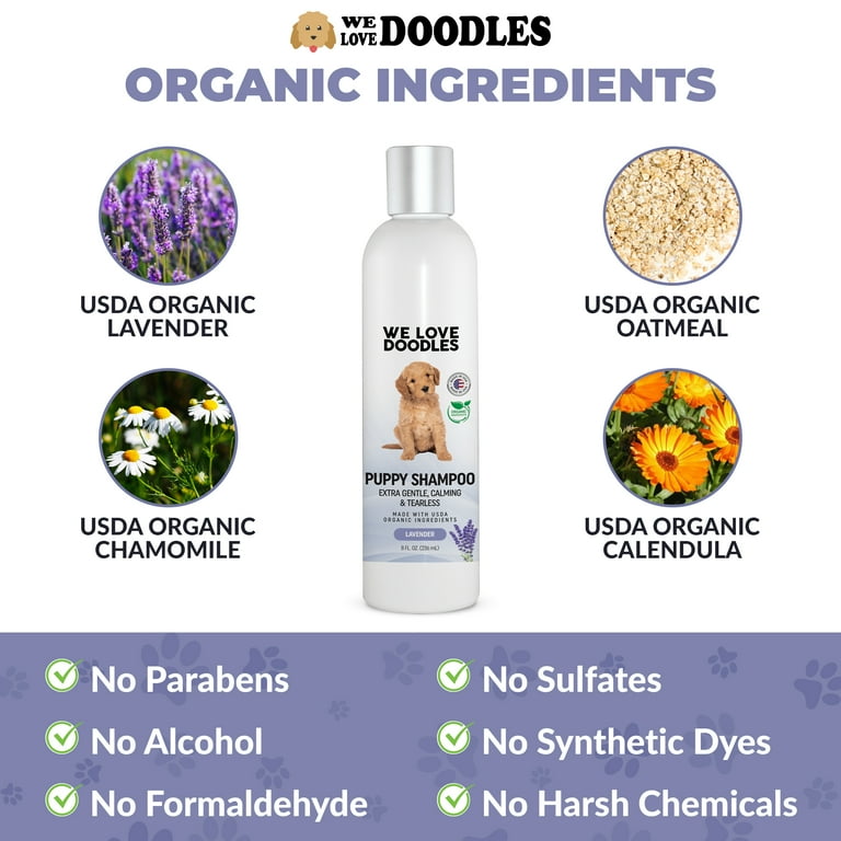 We Love Doodles Puppy Shampoo Best Shampoo For Puppies Tearless USDA Organic Calming Lavender Best Smelling