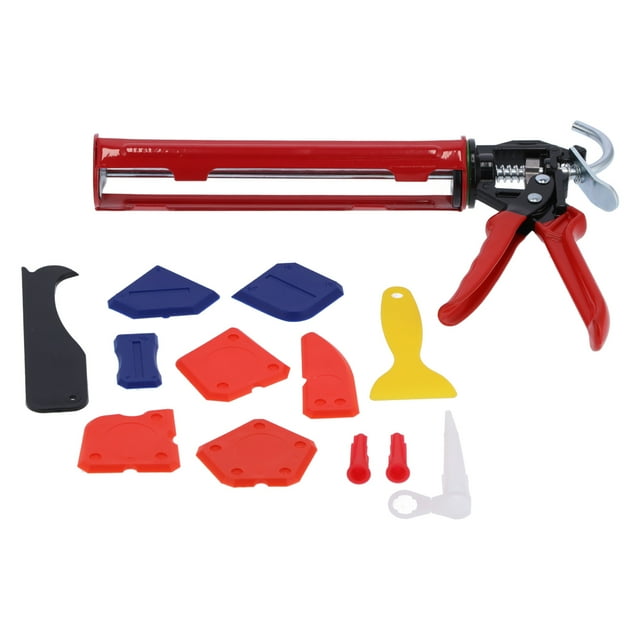 Kit de herramientas para pistola de calafateo con raspador de lechada multifunción, cartuchos de silicona manuales, juego de bricolaje