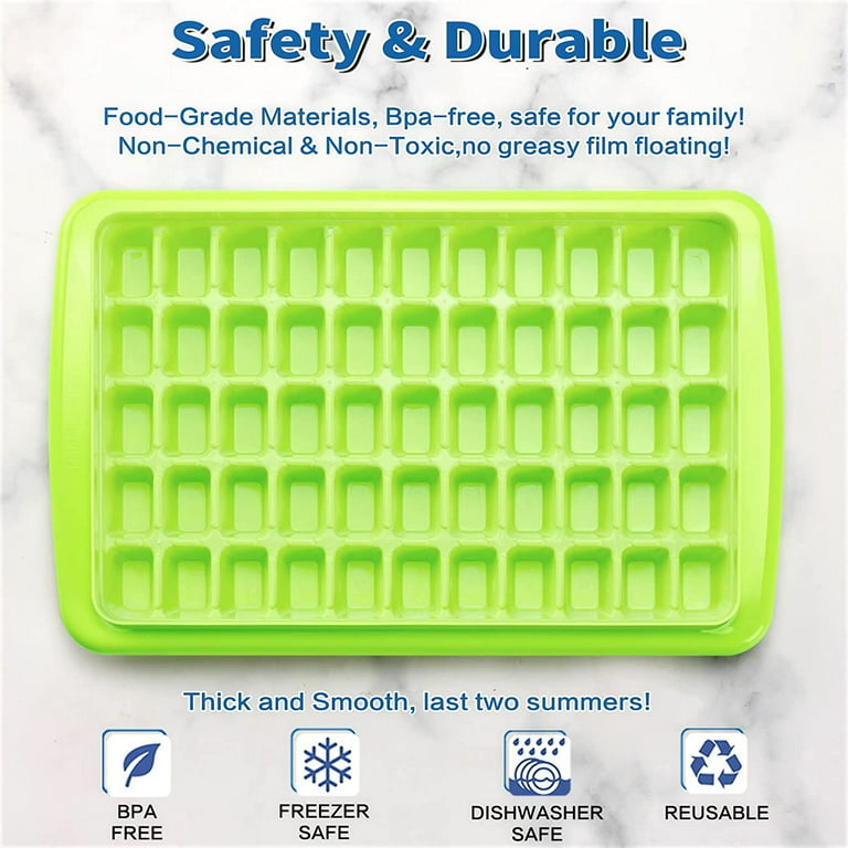 RIOUSERY Ice Cube Trays for Freezer with with Lid and Storage Container, 55  Mini Nugget Ice Mold Maker for Cocktails & Whisky 