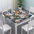 thumbnail image 3 of Pioneer Flower Floral Print Pattern Square Fitted Tablecloth with Elastic Edge,Square Table Cover,Washable Elastic Table Cover for Home Kitchen Party Decor 34"x34", 3 of 6