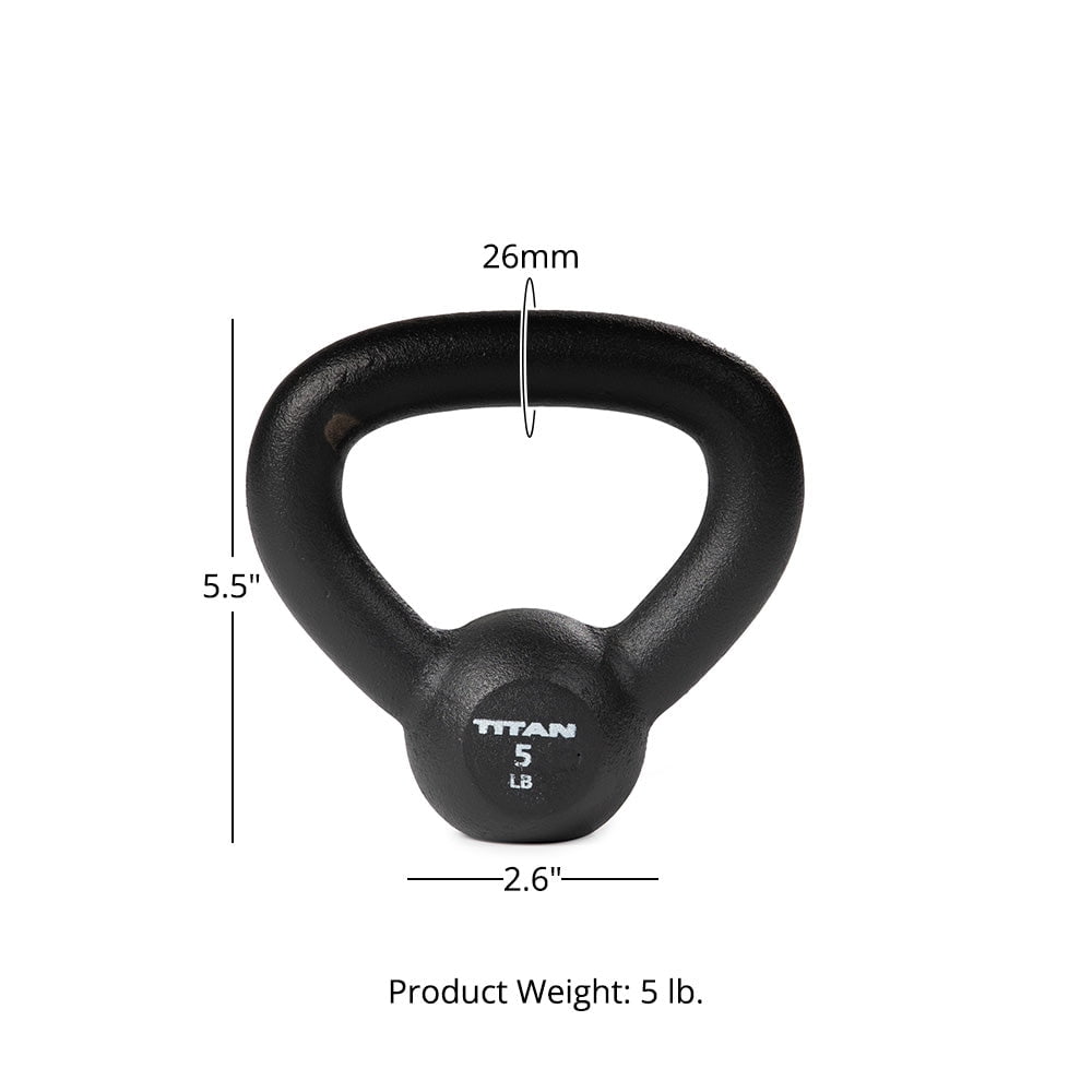 Titan Fitness 5 LB Cast Iron Kettlebell, Single Piece Casting, LB Markings, Full Body Workout