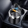 thumbnail image 4 of Car Ashtray with LED Light, ABS + Stainless Steel, Flip-Top, Removable Liner, Flame-Retardant, Also for Small Trash Storage, 4 of 6
