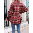 thumbnail image 4 of Womens Classic Button Down Plaid Flannel Shirts Long Sleeve Oversized Casual Business Blouse Tops Red & Khaki S, 4 of 9