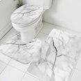 thumbnail image 3 of White Marble Bath Mat 3 Piece Bathroom Rug Set, Modern Geometric Abstract Minimalist Crack Non Slip Bath Rug Contour Mat and Toilet Lid Cover, Absorbent Shower Mats Soft Bath Rugs and Mats Sets, 3 of 8