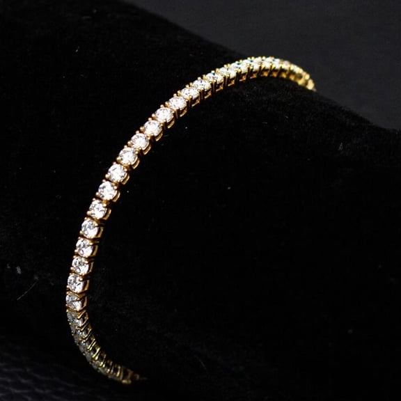 4mm Round Cut Lab Created Diamond Women's Tennis Bracelet 14k Yellow Gold Plated Silver