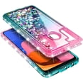 thumbnail image 5 of Nagebee Case for Samsung Galaxy A21 with Screen Protector (Tempered Glass), Glitter Flowing Liquid Floating Sparkling Bling Diamond, Durable Girls Cute Phone Case (Pink/Aqua), 5 of 6