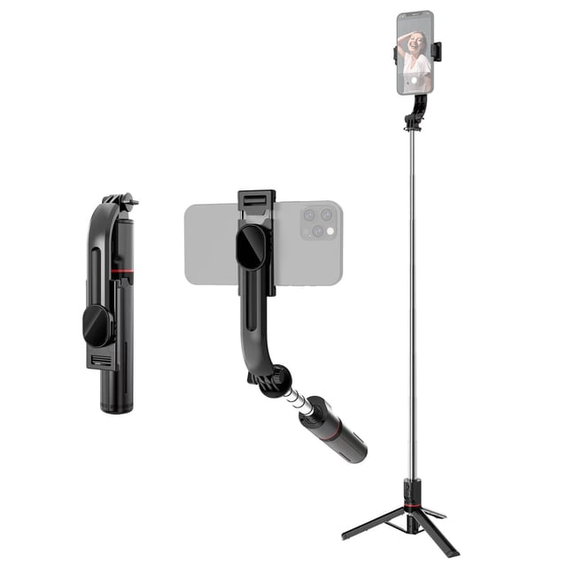 Riwcyla 45.6,Inch Multi,function Selfie Stick Desktop Tripod with Telescoping Rod 6 Sections with Phone Clip Dual Detachable Beauty Fill Lights & Remote Control Compatible with Android 4.4/ iOS 5.0